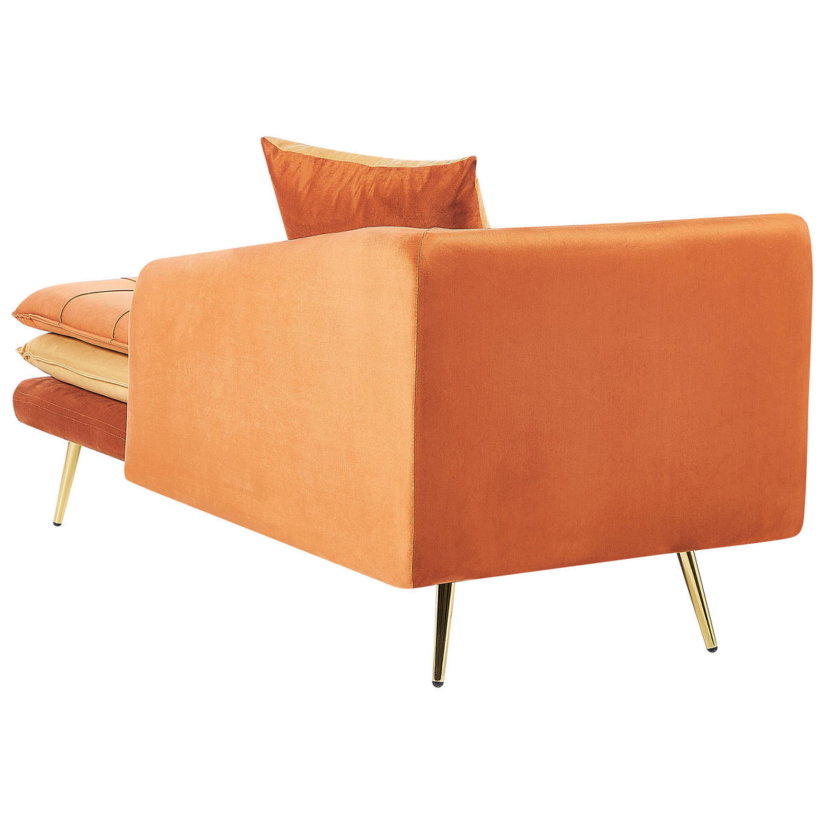 CHAISELONGUE Samtstoff orange linksseitig Gonesse - Goldfarben/Orange, Textil (164/72/77cm) - Beliani