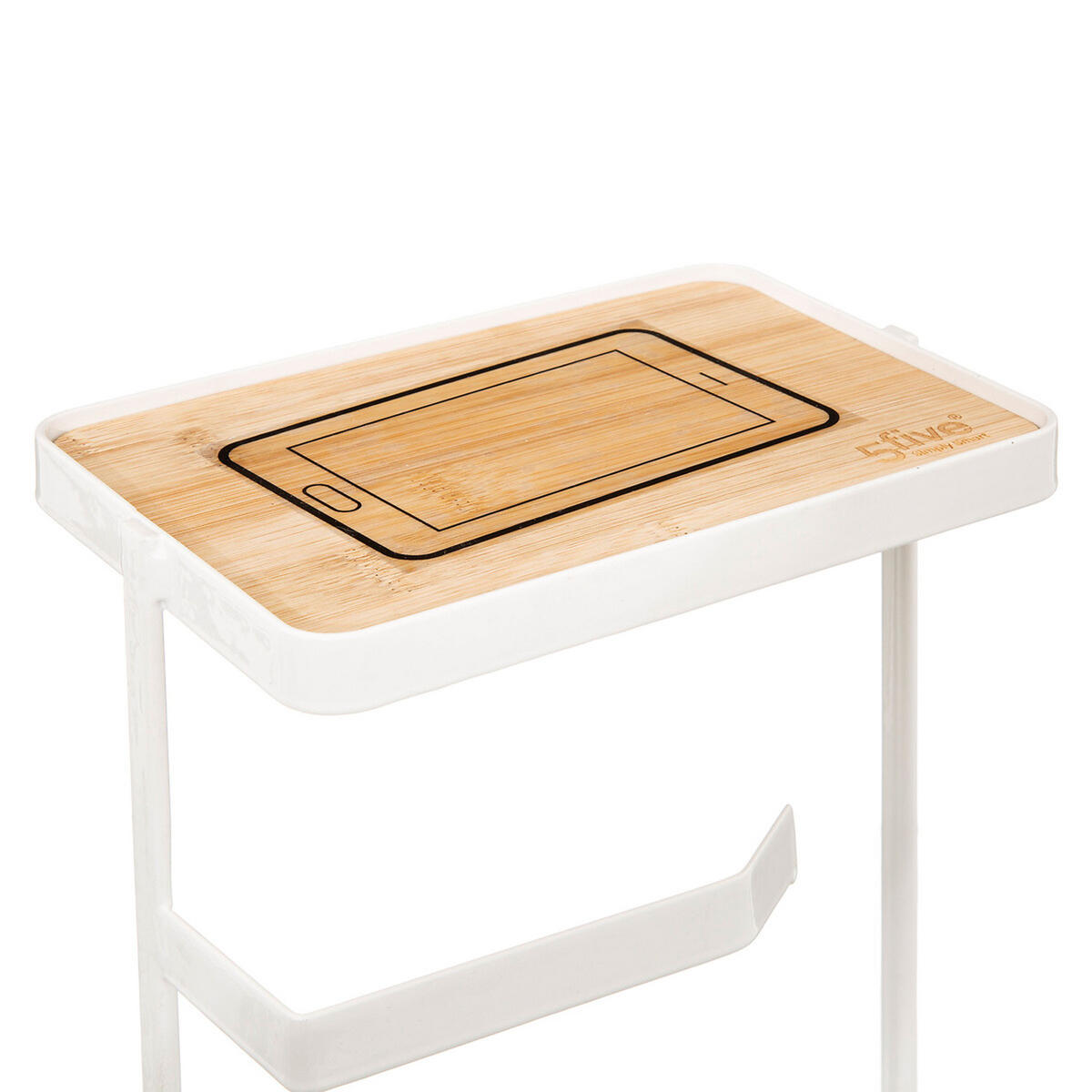 TOILETTEN-BUTLER Modern Color mit Handyablage, Eisen, Bambus, Weiß, 59 cm - Weiß, Metall (12/59/18.5cm) - 5five Simply Smart