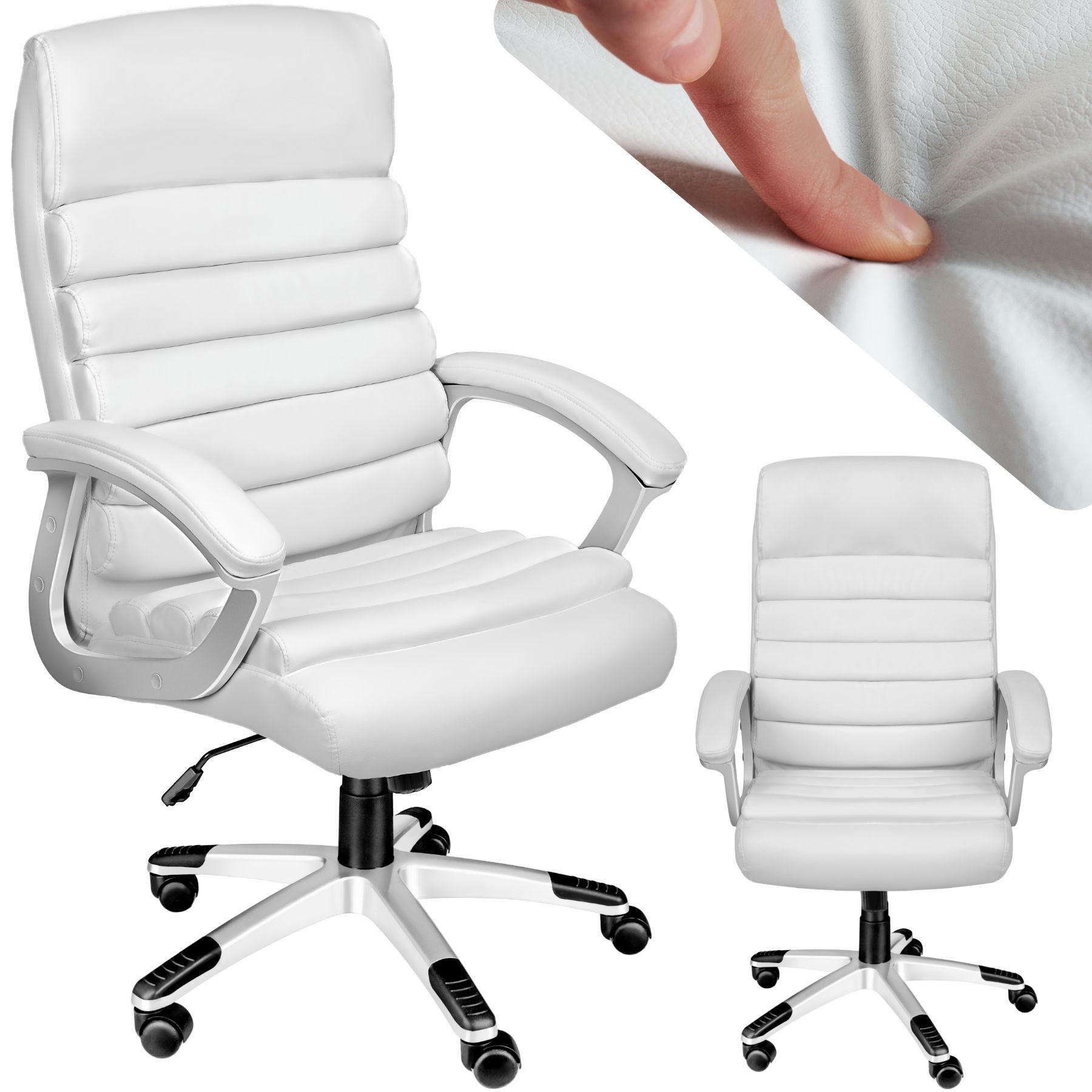 BÜROSTUHL Paul,einstellbare Wippfunktion,weiß - Weiß, Textil (66/124/60cm) - tectake