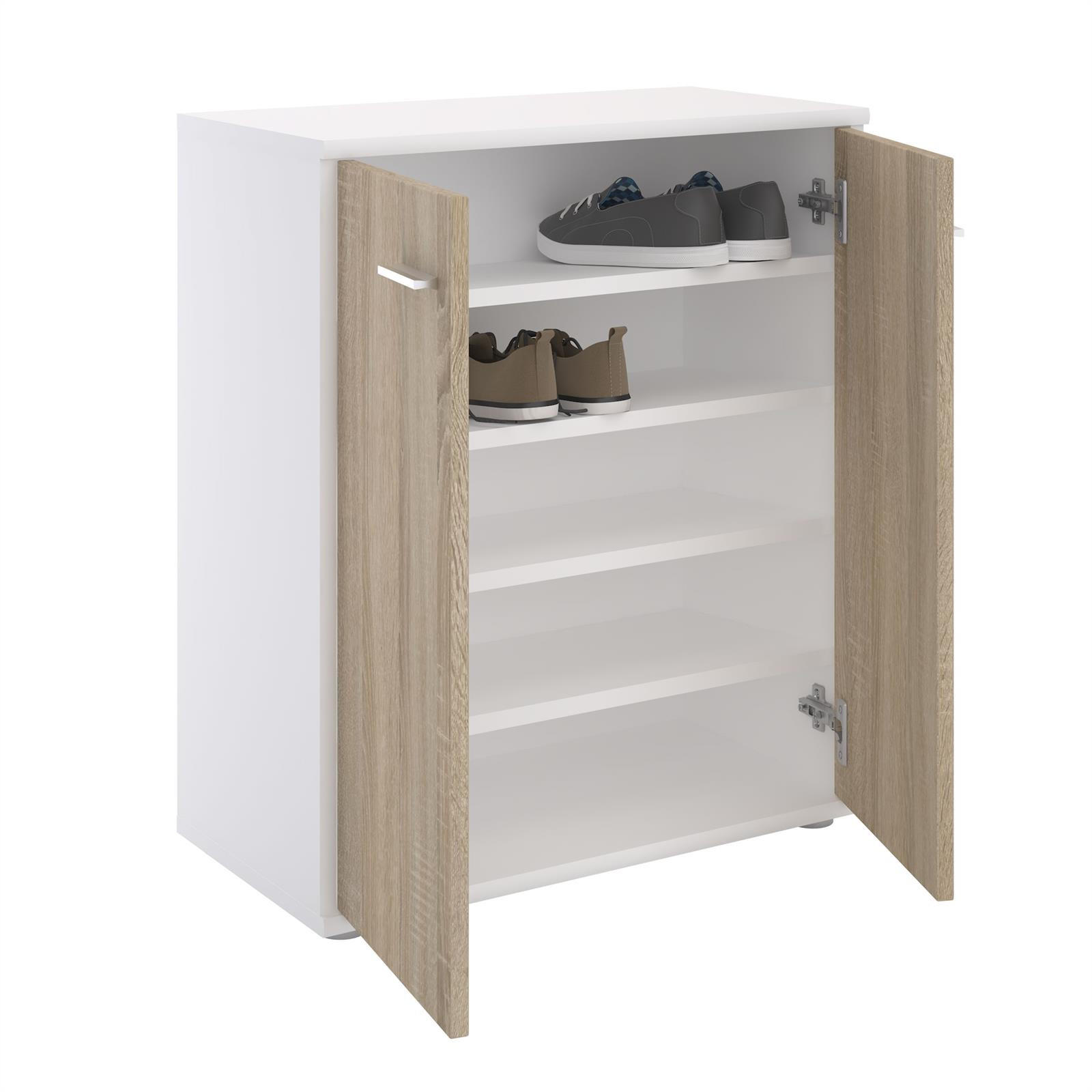 SCHUHSCHRANK LENNIS - Weiß/Sonoma Eiche, Holzwerkstoff (60/70/35cm) - CARO-Möbel