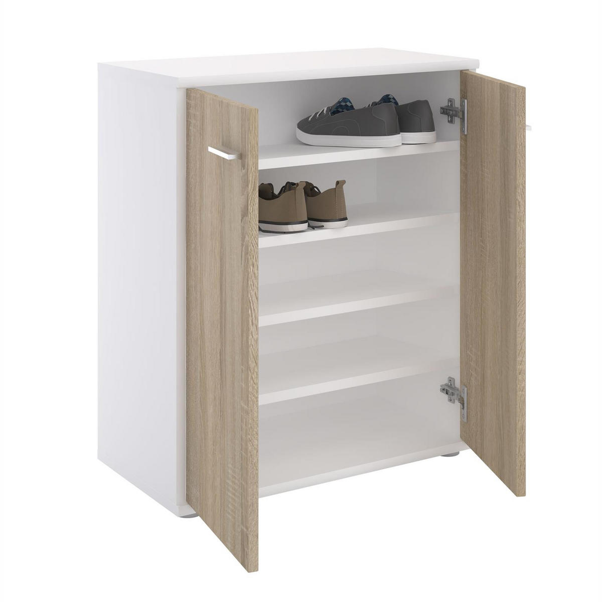 SCHUHSCHRANK LENNIS - Weiß/Sonoma Eiche, Holzwerkstoff (60/70/35cm) - CARO-Möbel