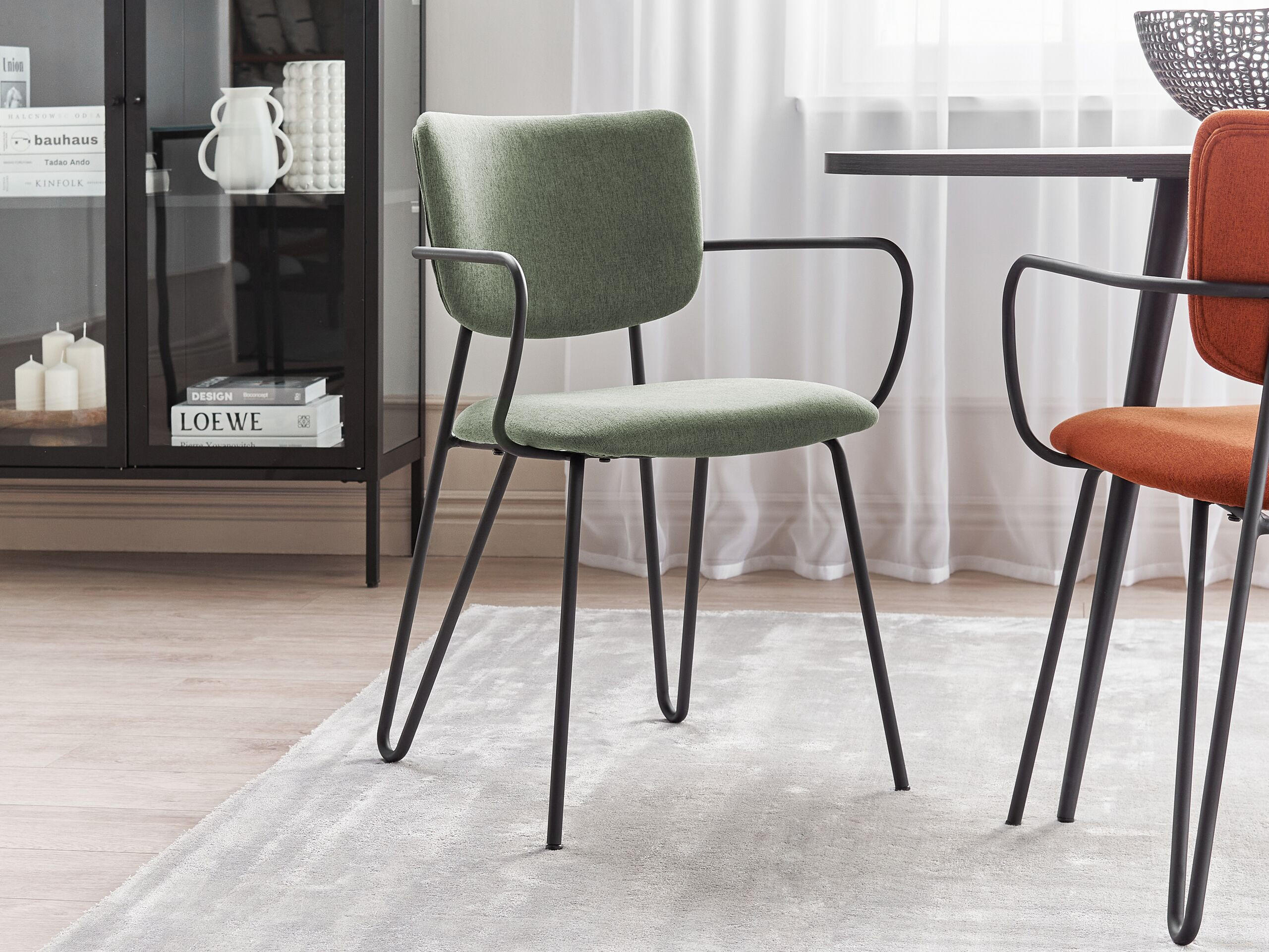 ESSZIMMERSTUHL 2er-Set Polsterbezug Grün Elko - Grün, Textil/Metall (45/80/54cm) - Beliani