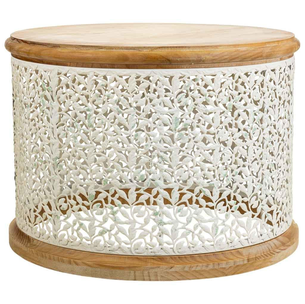 COUCHTISCH aus weißem Holz und Metall, 64x64x47 cm - Weiß, Holz (63.5/63.5/46.5cm) - Wanderlust