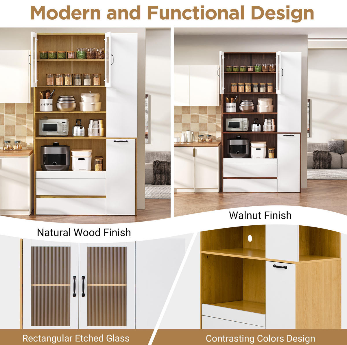 HIGHBOARD 100/200/40 cm Weiß/Natur aus MDF mit Riffelglas - Weiß, Holzwerkstoff (40/200/100cm) - OKMYHOME
