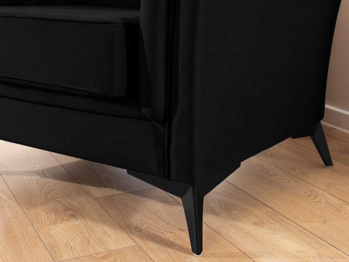 CHESTERFIELD-SESSEL Whitby Schwarz Samt mit schwarzen Füßen - Schwarz, Holz/Textil (116/78/82cm) - S-Style Möbel