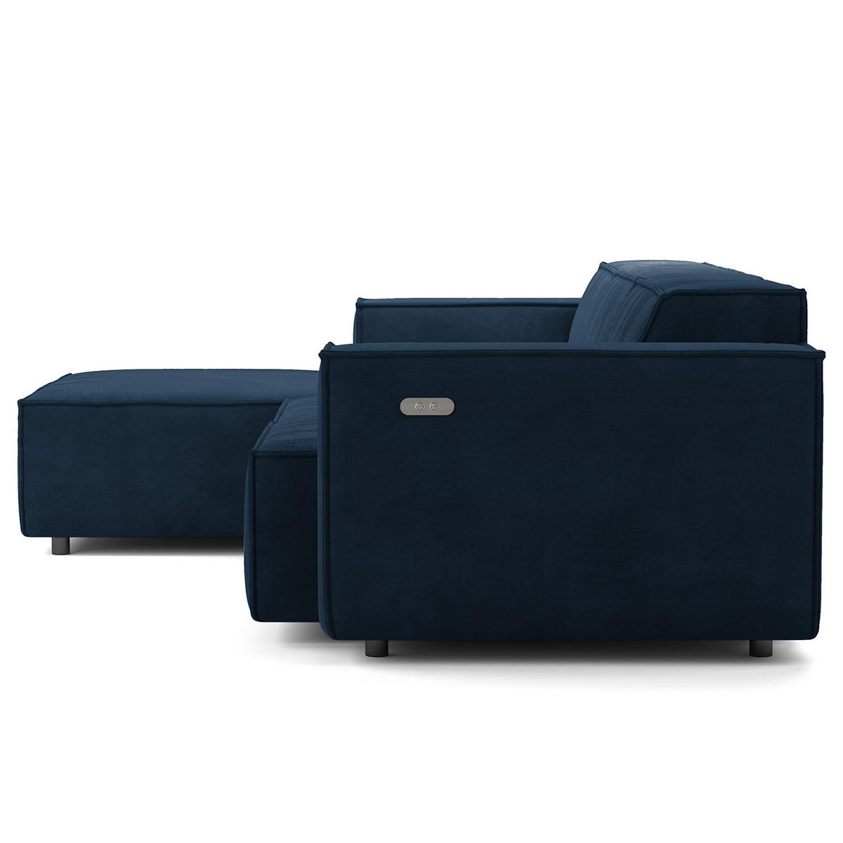 ECKSOFA mit Longchair - Schwarz/Dunkelblau, Kunststoff/Textil (260/177cm) - home24