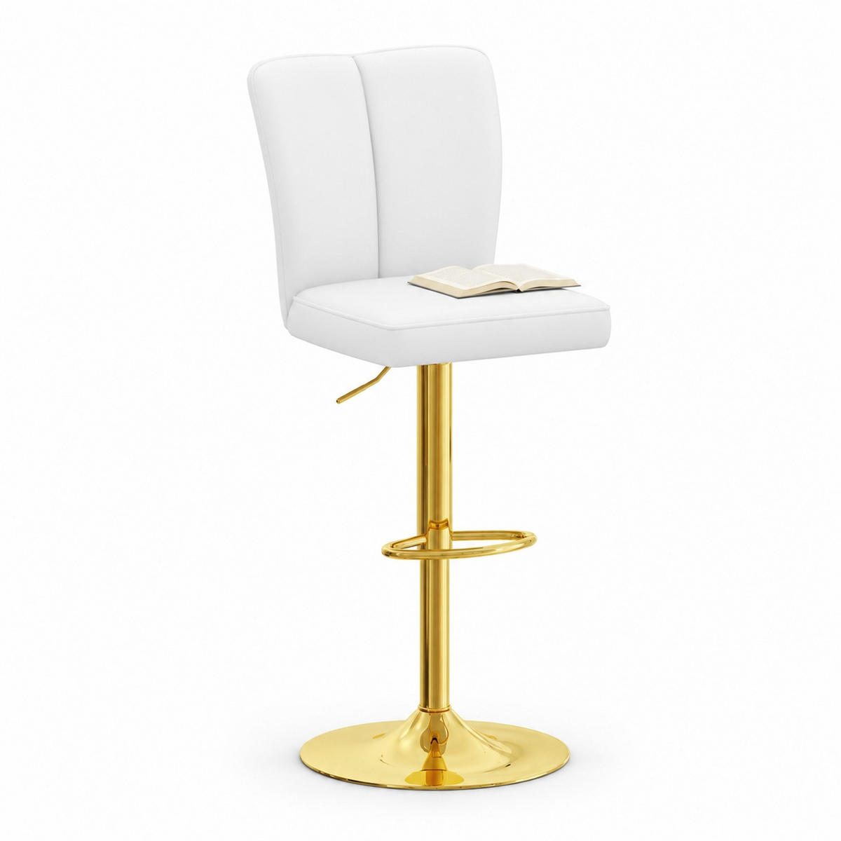 BARHOCKER 2er-Set Weiß/Gold höhenverstellbar und 360° drehbar - Weiß, Metall (44/117.5/44.5cm) - MIVRAY