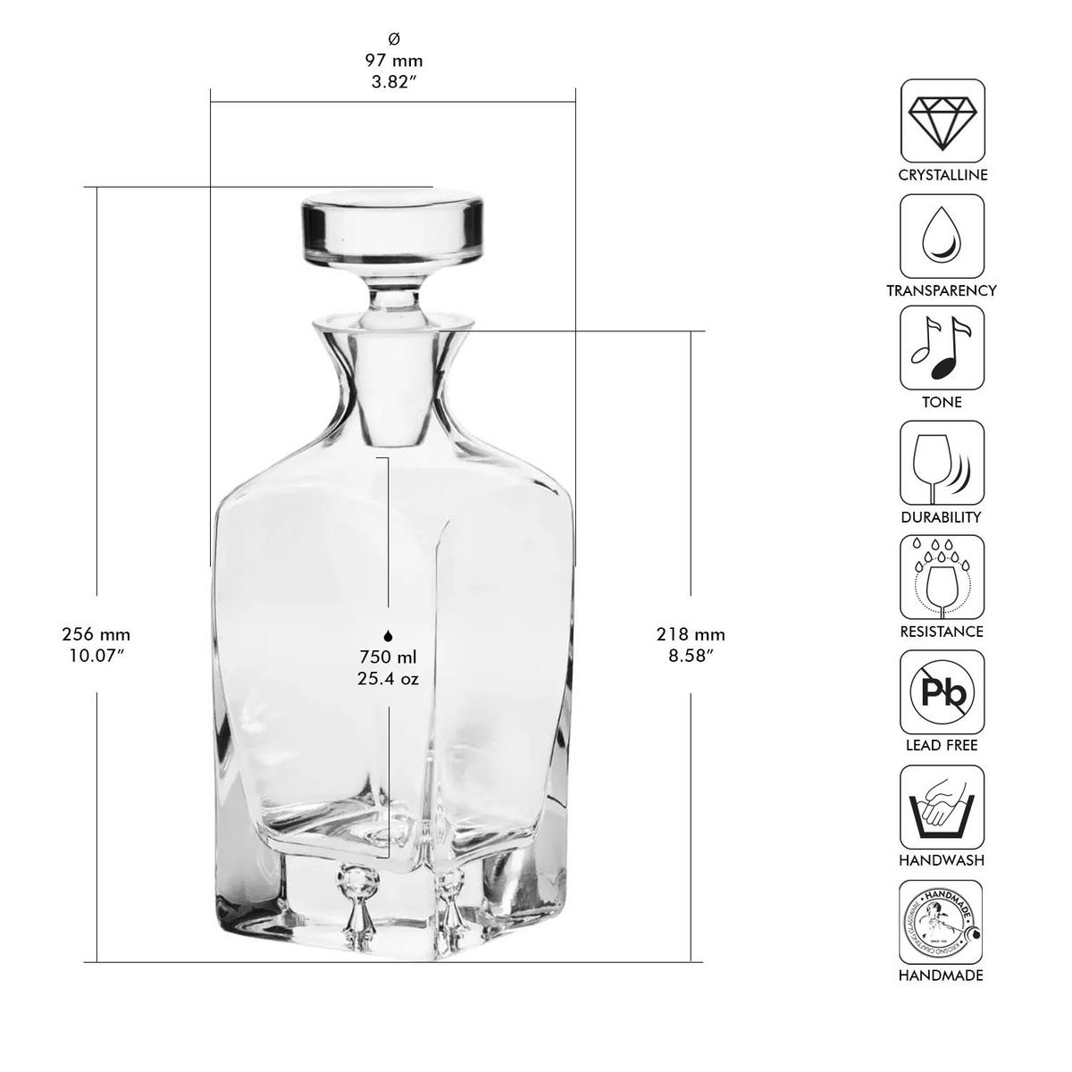 WHISKYKARAFFE MIT STOPPER, 1 Stk., 750 ml, Handgemacht - Transparent, Glas (0.75L) - Krosno Glass