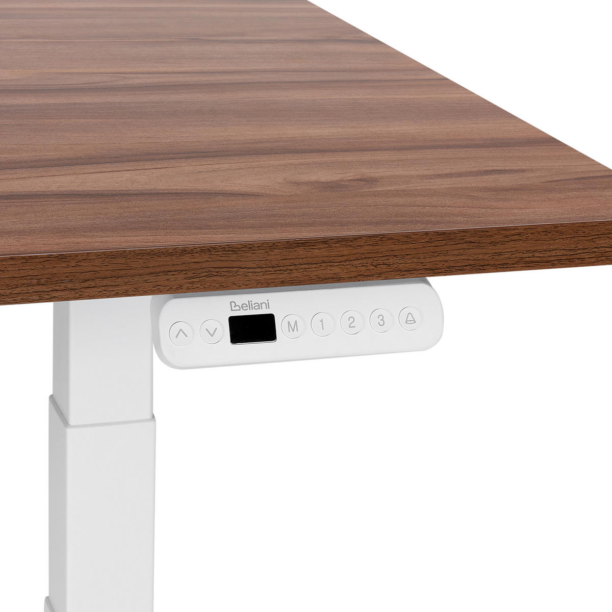 SCHREIBTISCH braunweiß 180/72 cm elektrisch höhenverstellbar Destin III - Dunkelbraun/Weiß, Holz (72/180/63cm) - Beliani