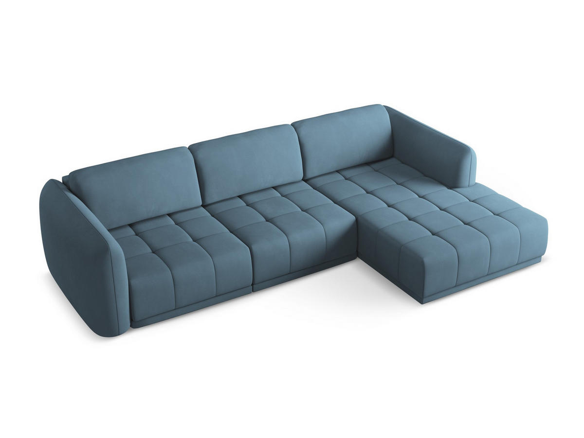 ECKSOFA Rechts Chenille Stoff Blau - Blau/Blaugrau, Kunststoff/Textil (290/170cm) - Makamii