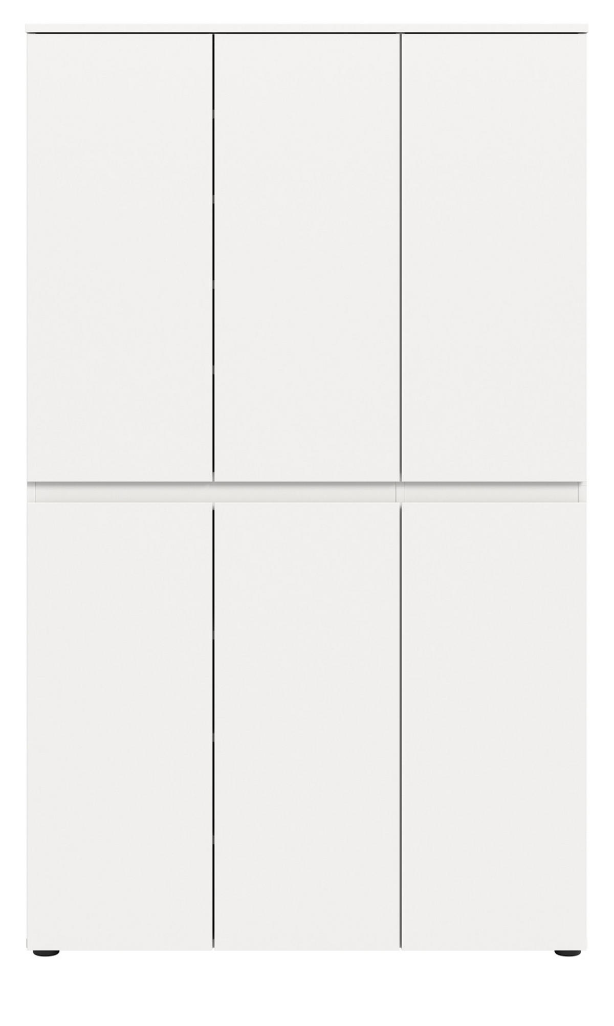 MEHRZWECKSCHRANK weiß 105 x 175 cm, Stauraumschrank 6-türig mit 18 Fächern - Schwarz/Weiß, Holzwerkstoff/Kunststoff (105/175/37cm) - Inn.Furn