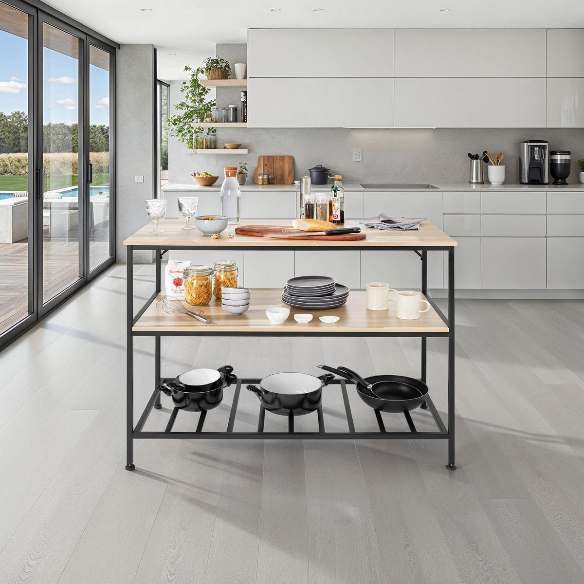 KÜCHENREGAL Akeley, 120 x 60 x 90, 5 cm, Industrial Holz hell, Eiche Sonoma - Naturfarben, Holzwerkstoff (60/90.5/120cm) - tectake