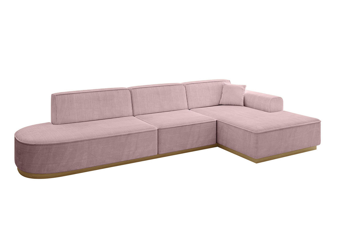 ECKSOFA Ottomane Rechts IREA-L2-v2 - 327x165x80 cm Rosa - Rosa, Holzwerkstoff/Textil (327/165cm) - ALTDECOR
