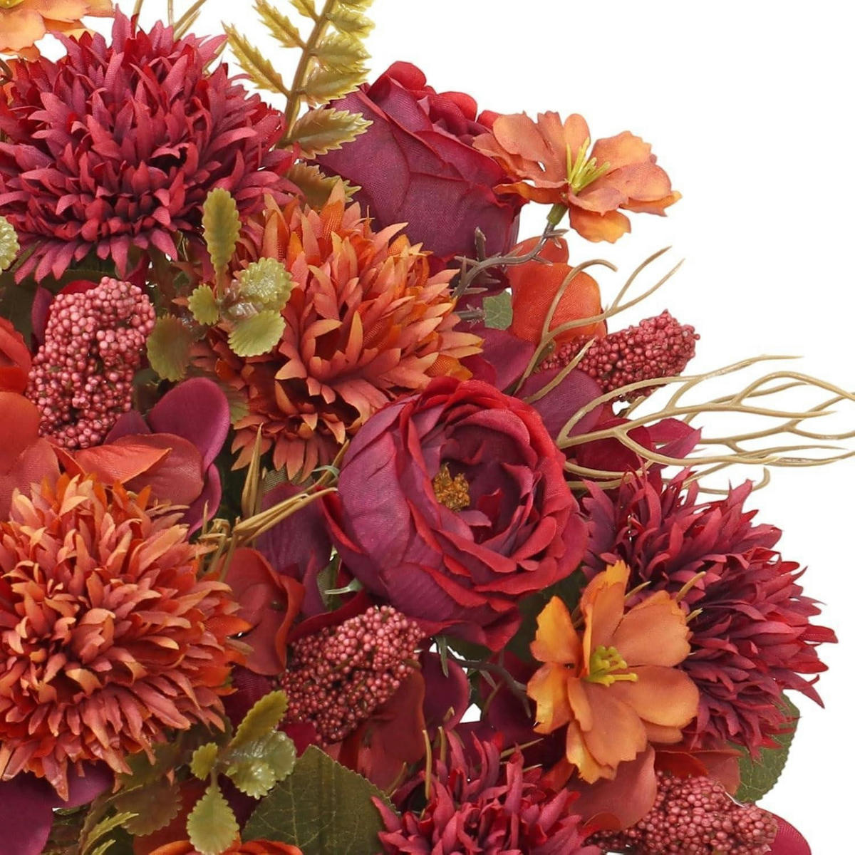 KUNSTBLUMENSTRAUSS Herbst 4er Set Burgunderrot - Bordeaux, Textil (30cm)