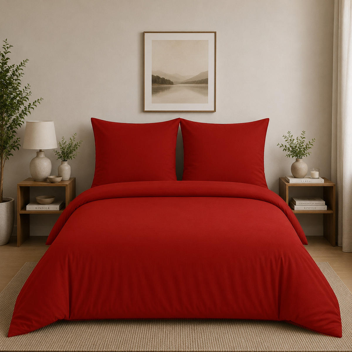 BETTWÄSCHE 3-teilig 200/200 cm UNI ROT - Rot, Textil (200/200cm) - ROLFNERS