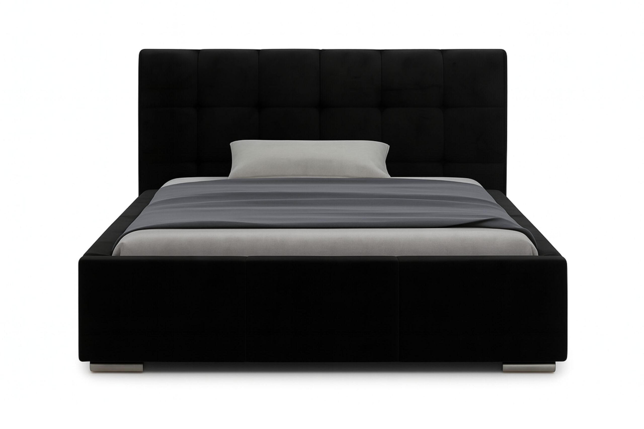 POLSTERBETT BARI mit Kopfteil, 200 x 200 cm, Doppelbett mit Bettkasten und Lattenrost aus Metall, Velourstoff, Frabe: Schwarz - Schwarz, Holz/Kunststoff (200/200cm) - Agmat-Furniture