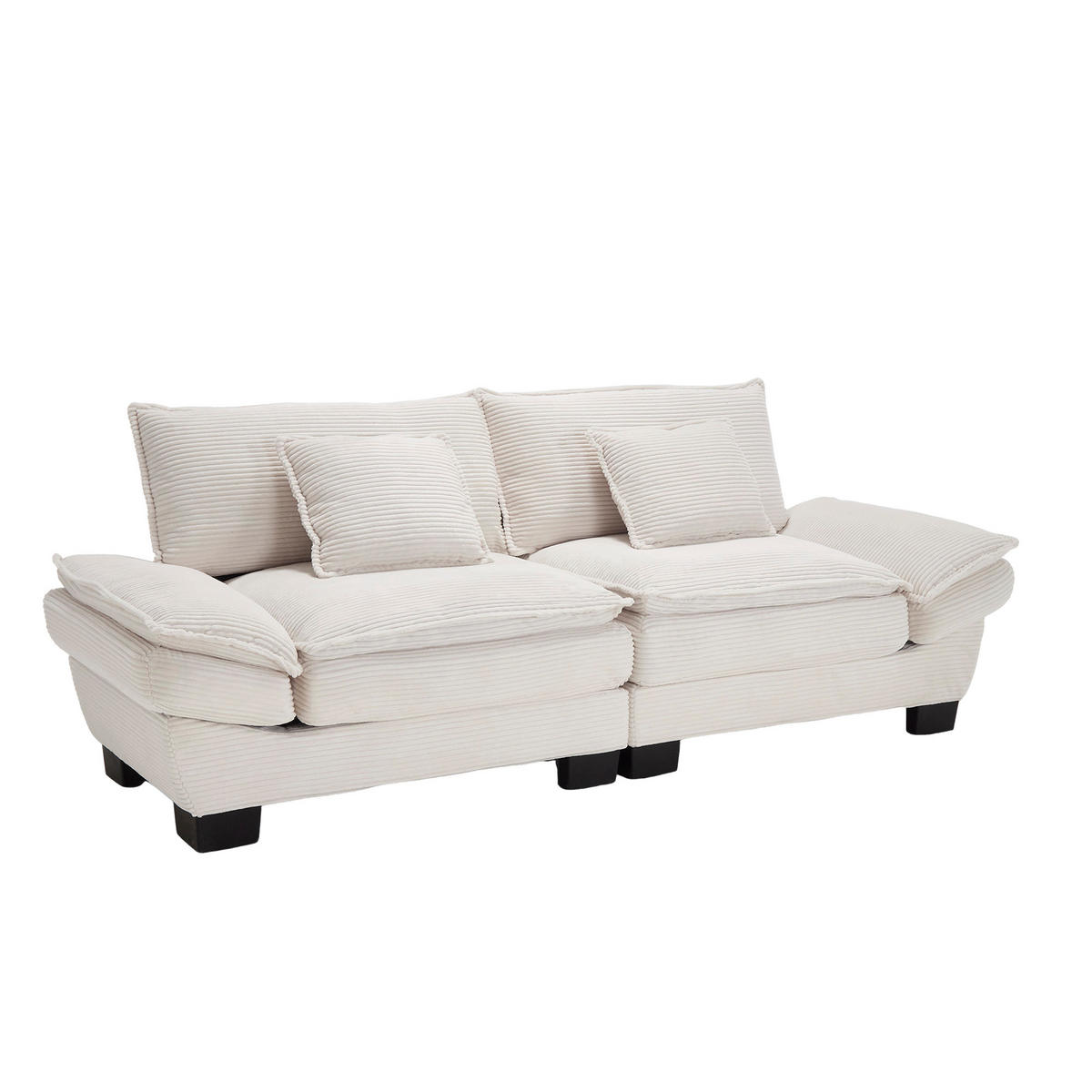 SOFA 2-Sitzer mit Kissen aus Velvet Beige 224/81/81 cm - Beige, Textil (224/81/81cm) - OKWISH