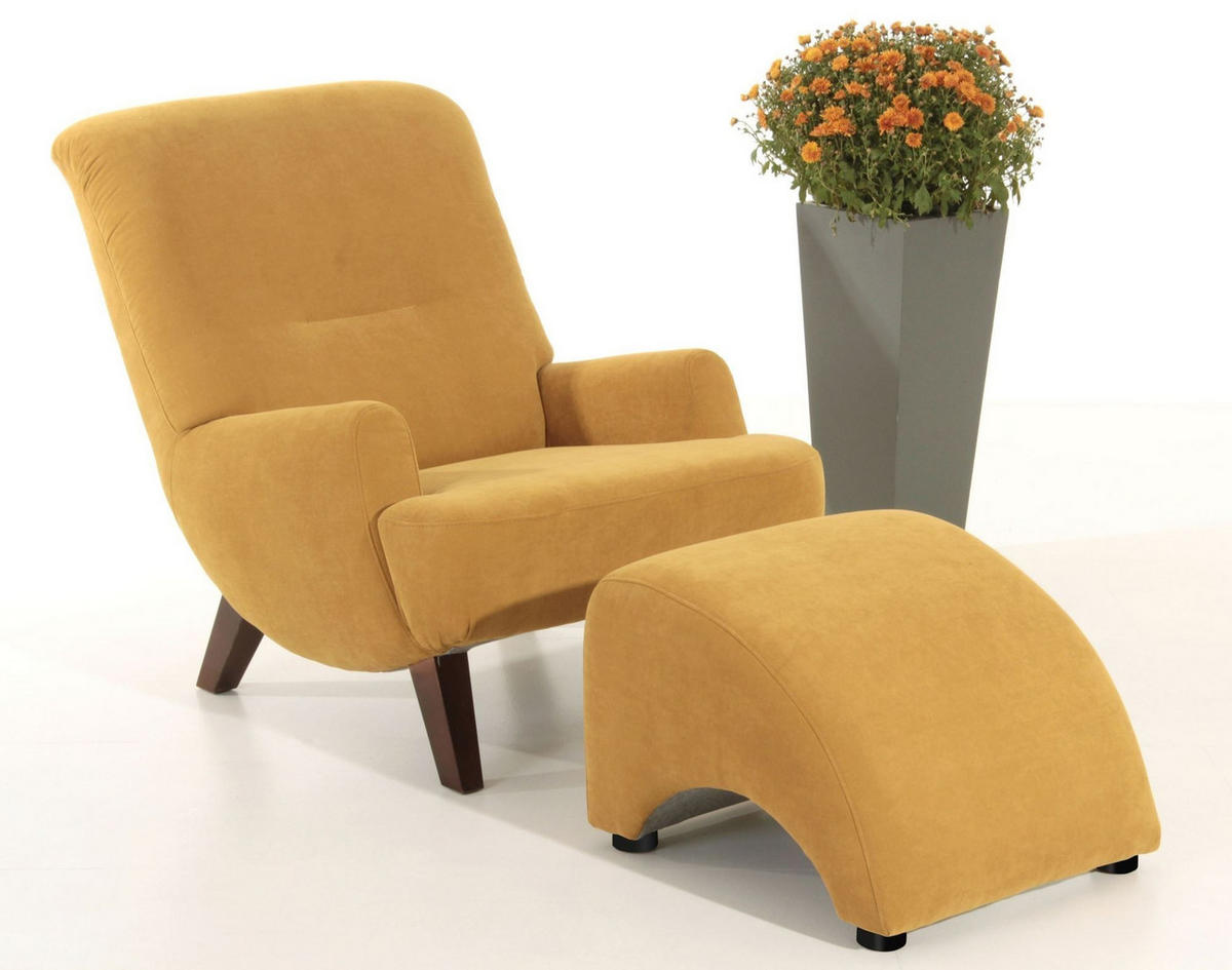 SESSEL Kajsa 71x80x101 Bezug Veloursstoff Buche nussbaum/mais - Messingfarben/Nussbaumfarben, Kunststoff (101/80/71cm) - 58aufmkessel