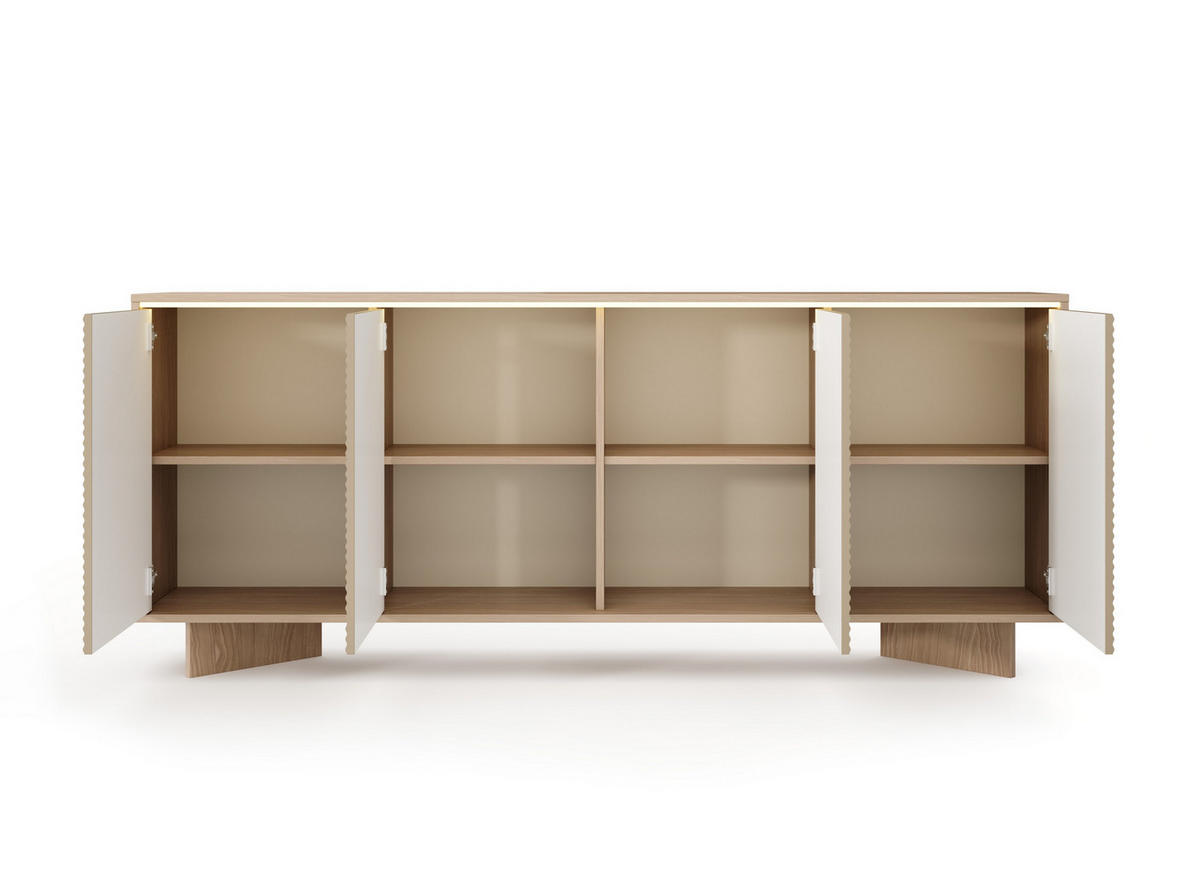 KOMMODE RIGATO 203,9/84,4/40cm mit Schubladen 4 Türen Beige - Beige, Holzwerkstoff (203.9/84.4/40cm) - MASSENO