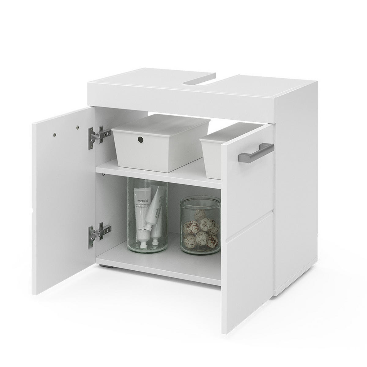 WASCHBECKENUNTERSCHRANK Luna Weiß 60 x 56 cm - Weiß, Holzwerkstoff (60/56/34cm) - Vicco