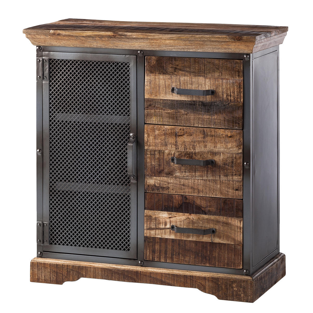 KOMMODE - Mango massiv / Metall - Beige, Holz (88/91/42cm) - home24