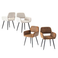 ARMLEHNSTUHL-SET 4 Stück Braun und Beige - Beige/Braun, Holzwerkstoff/Textil (56/76.5/53cm) - Urban Meuble