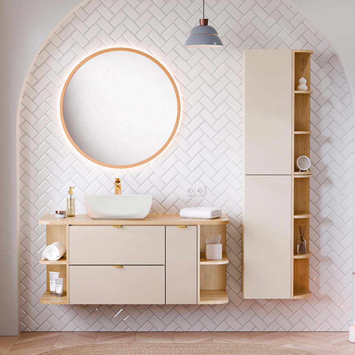 WASCHTISCH 120.4cm Azel Kaschmir - Beige, Holzwerkstoff (120.4/52/46cm)