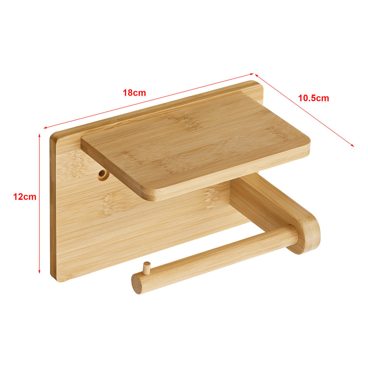 TOILETTENPAPIERHALTER Vallentuna - Naturfarben, Holz (18/12/10.5cm) - [en.casa]