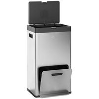 MÜLLEIMER 3 FÄCHER Mülltrennsystem Edelstahl Silber 45,7/35,8/76 cm - Silberfarben, Metall (35.8/76/45.7cm) - Rolipo