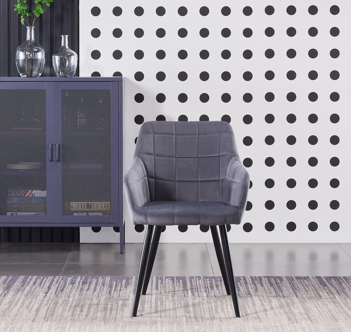 STUHL 4er-Set samtgrau - Grau, Metall (55/82/59cm) - Life Interiors