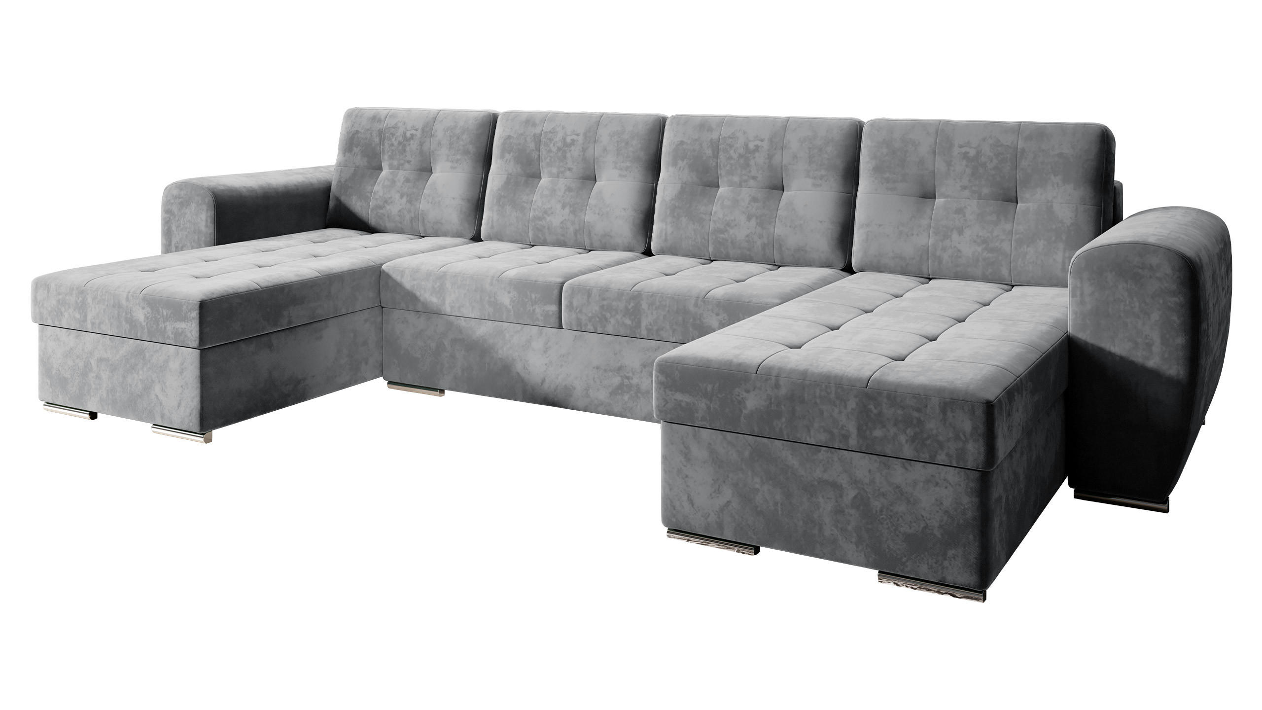 WOHNLANDSCHAFT Bari U - Silberfarben/Grau, Holz/Textil (326/86/157cm) - MIRJAN24