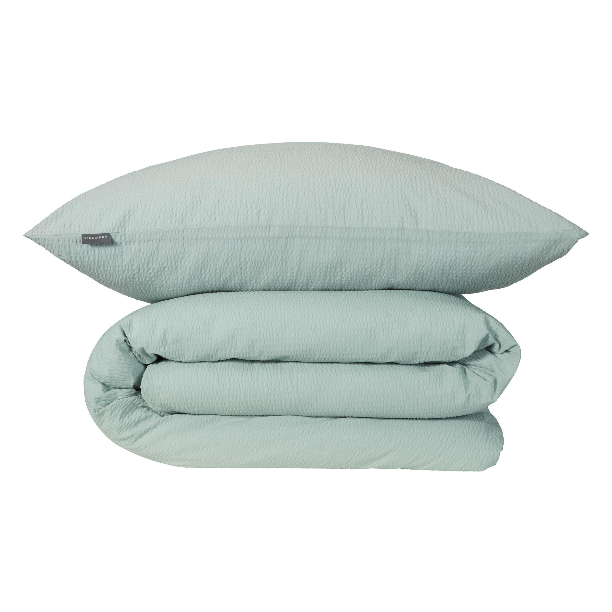 BETTWÄSCHESET Laura - Baumwoll Seersucker - 2-teilig - 135x200 cm - Hellpetrol - Hellblau, Textil (135/200cm) - SCHIESSER