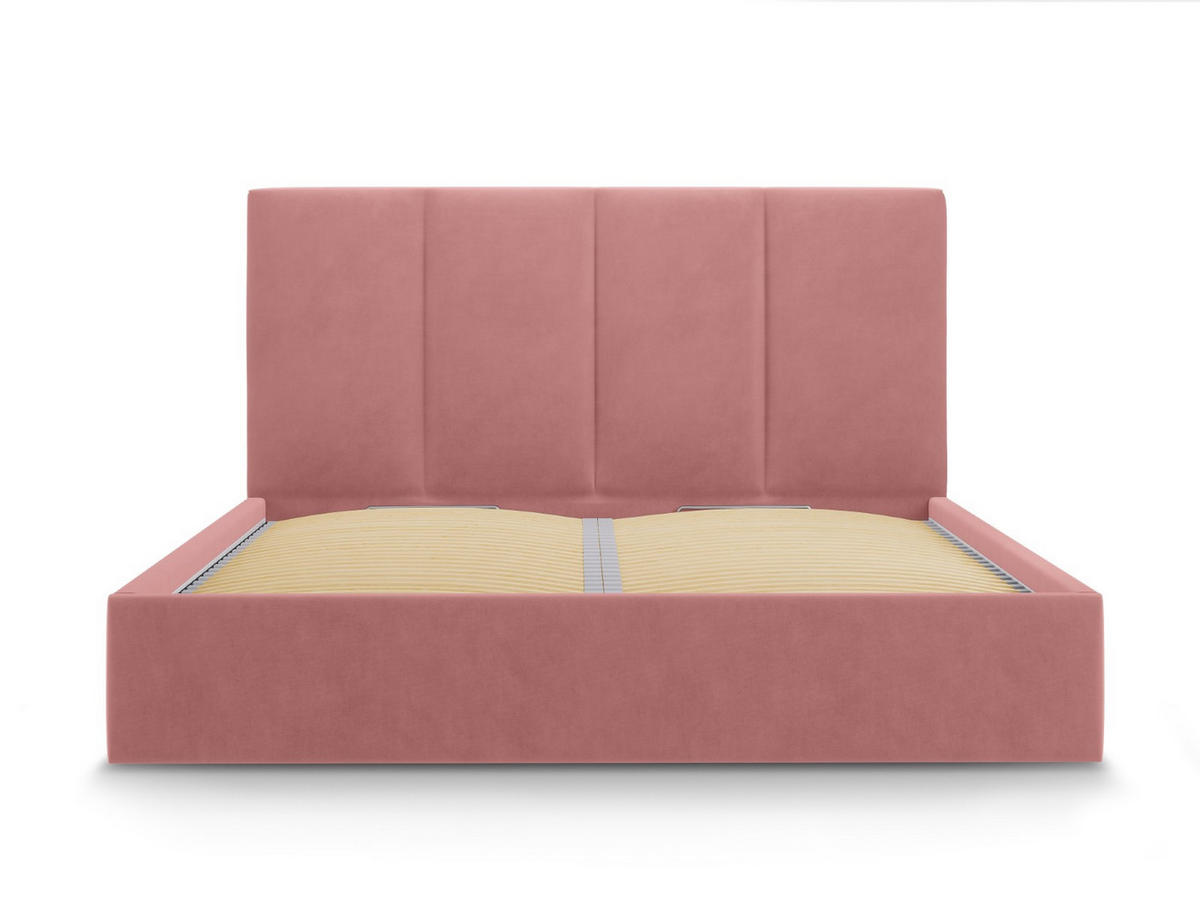 BETT mit Bettkasten und Kopfteil Pyla aus Samt rosa 140x200cm - Pink, Textil (140/200cm) - Micadoni
