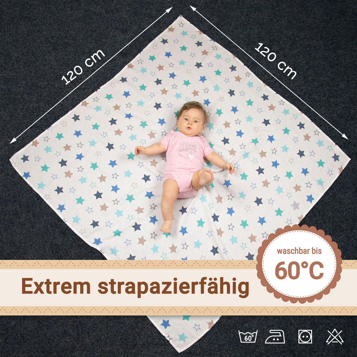 SPUCKTÜCHER, 4er-Set, 120x120 cm, 100% Baumwolle, farblich sortiert - Multicolor, Textil (120/120cm) - Zollner