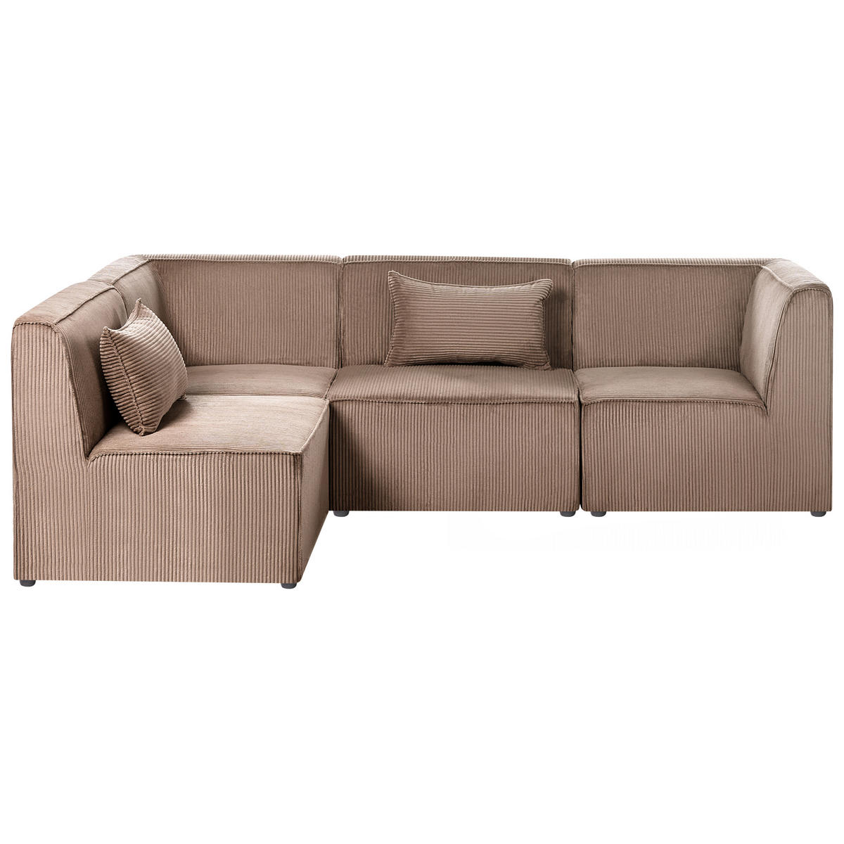 COLȚAR modul cu 4 locuri pe partea dreaptă bej nisipiu reps reiat Lemvig - bej/nisipiu, material textil (250/166cm) - Beliani