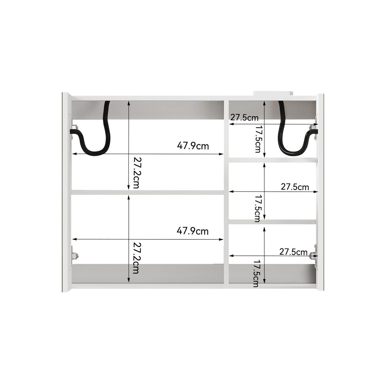 SPIEGELSCHRANK Weiß wandhängend mit LED-Beleuchtung und Stauraum 80/14/60 cm - Weiß, Holzwerkstoff (80/60/14cm) - PANGIVO
