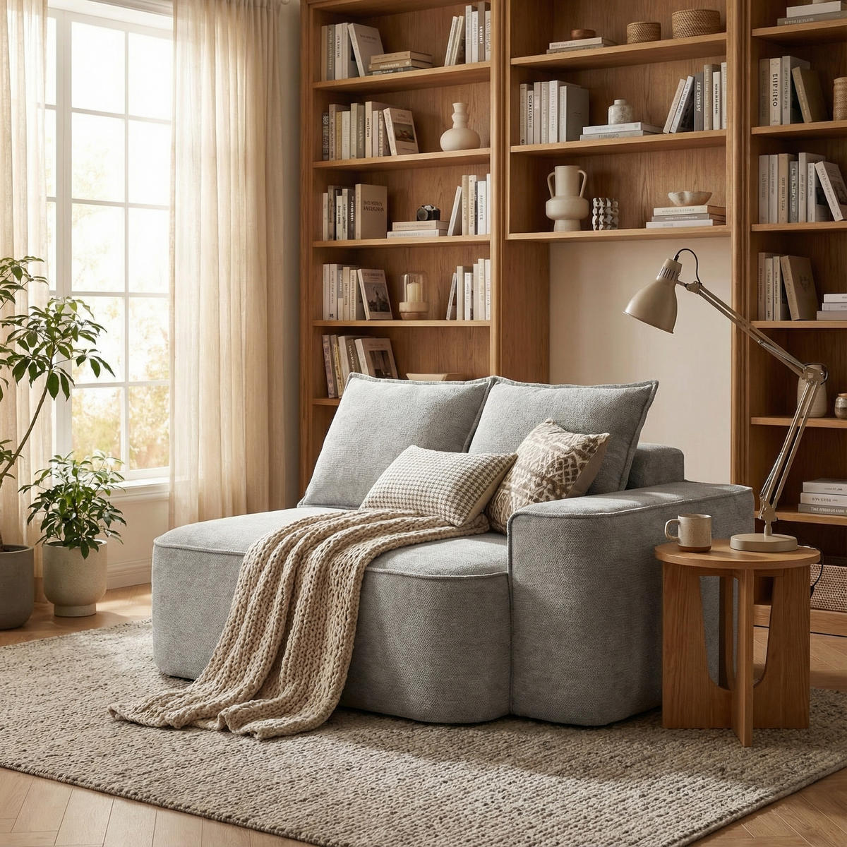2-SITZER SOFA in Chenille Montagefrei - Hellgrau, Textil (150/65/95cm) - Urban Meuble