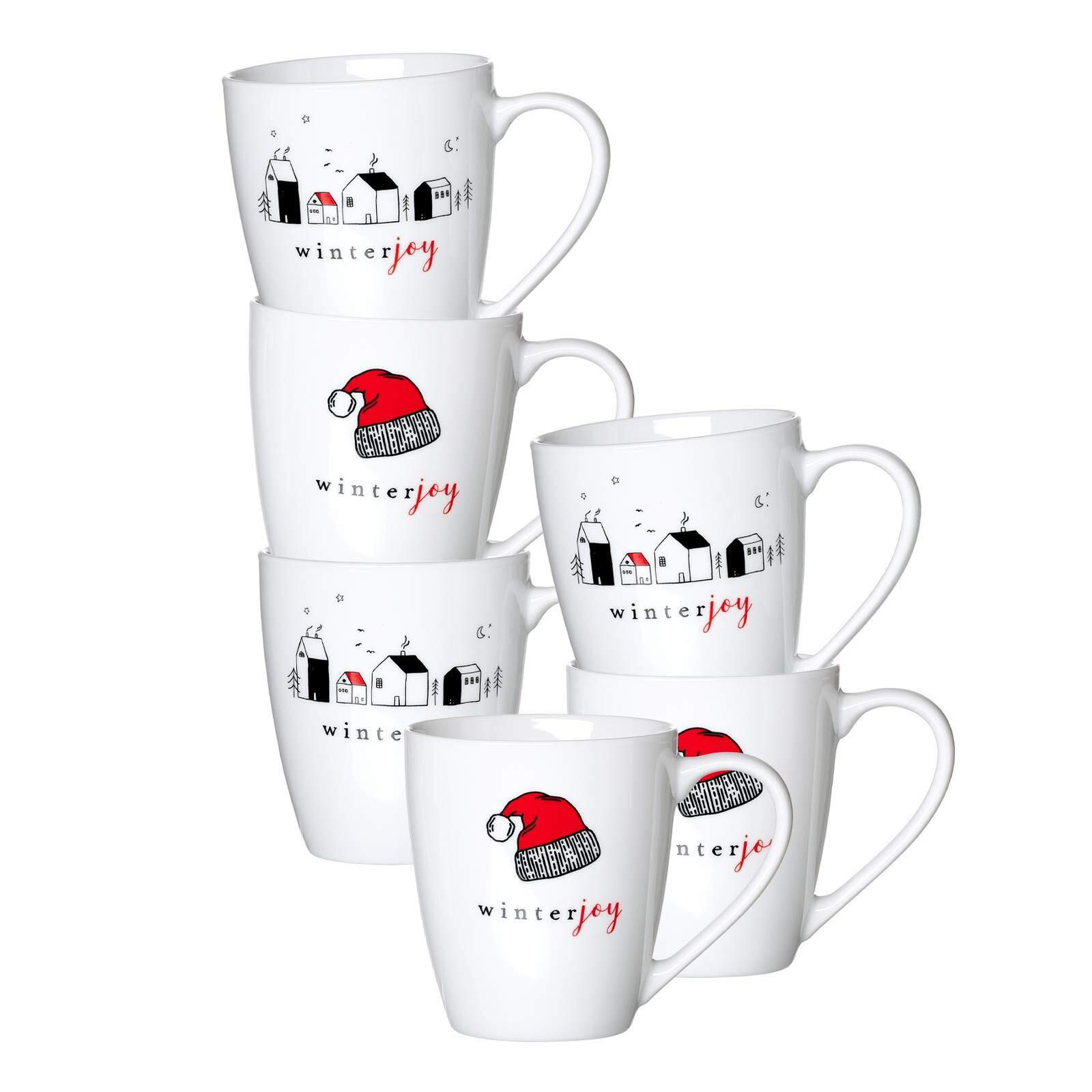 HENKELBECHER Winter Joy Red weiß 360 ml 6er Set - Weiß, Keramik (0.36L) - Ritzenhoff Breker