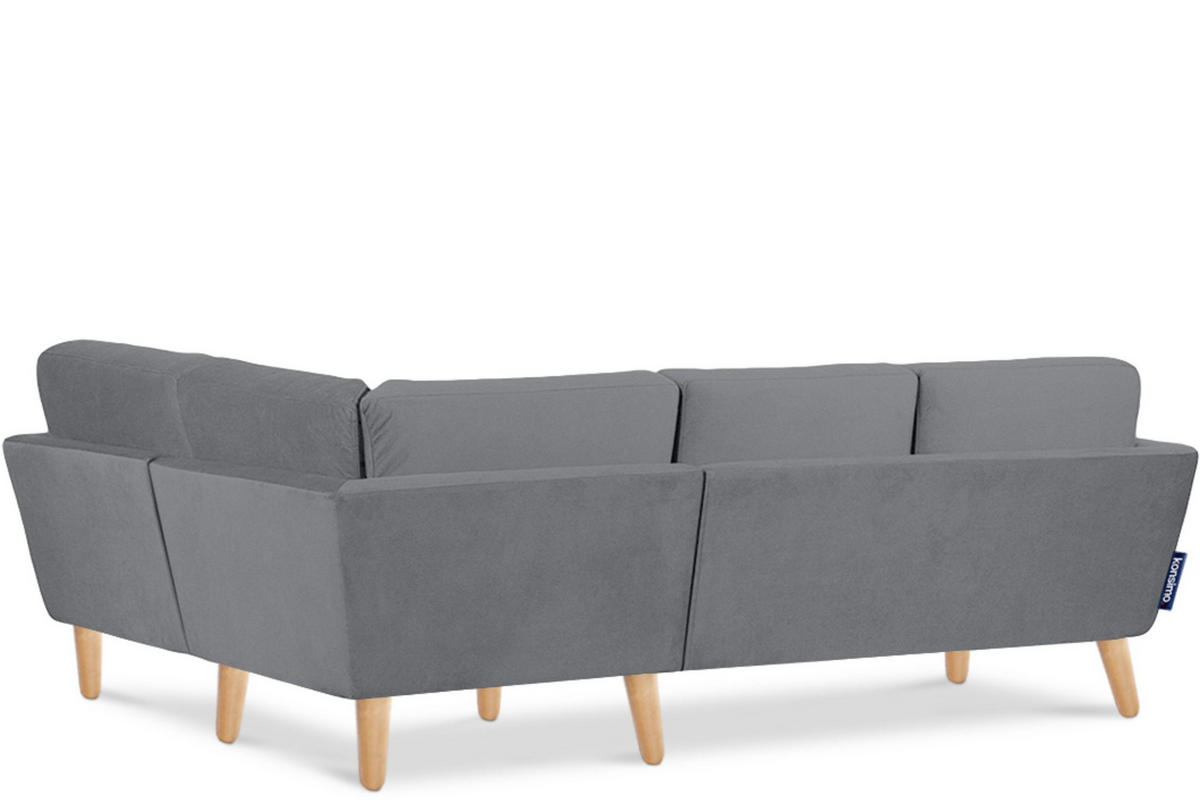 ECKSOFA-RECHTS TAGIO 3/4 Sitzer, grau - Braun/Grau, Buchenholz/Textil (220/181cm) - KONSIMO®