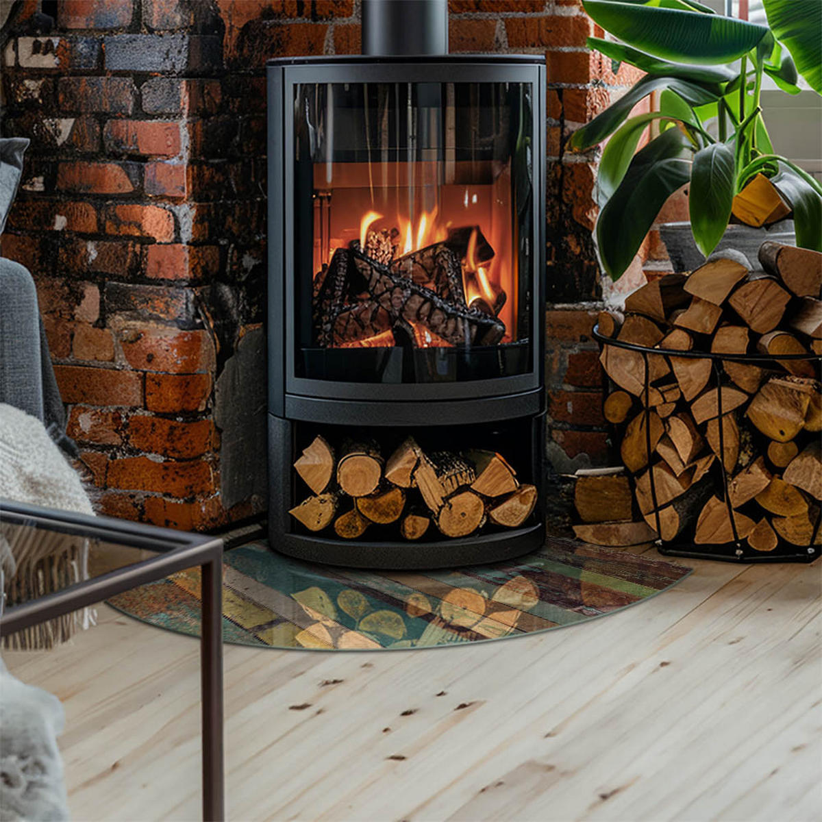 GLASPLATTE für Kamin 100x100 cm - Türkis, Glas (100/100/0.4cm) - TULUP