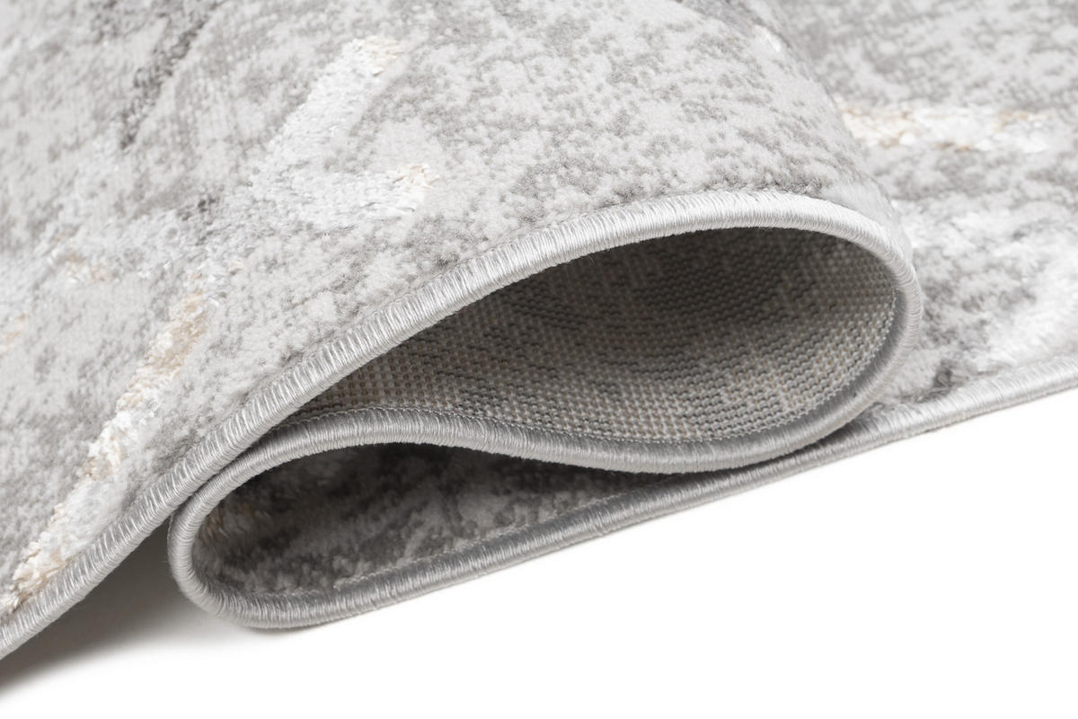 LÄUFER Crystal Hellgrau Marmor Optik 80/1300 cm - Hellgrau, Textil (80/1300cm) - Tapiso