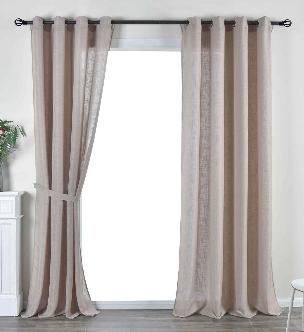 VORHANG 2ER SET »Essen« HxB 245x145 cm Sand - Sandfarben, Textil (145/245cm) - Gardinenbox