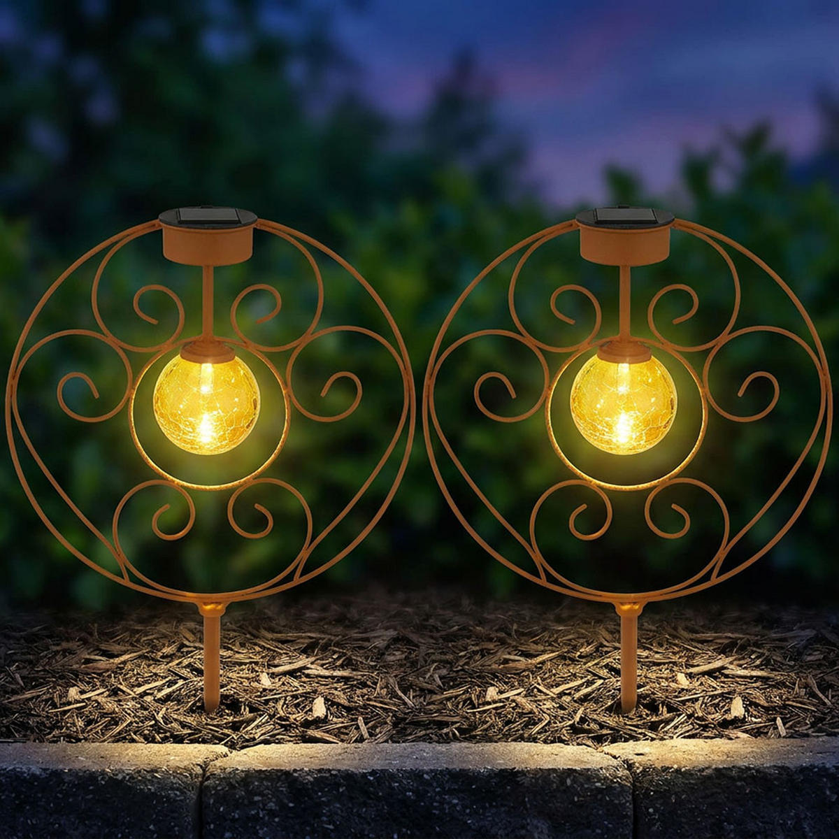 LED AUSSENLEUCHTE Solar Metall Rost Braun - Braun, Glas (30/8.5/41cm) - Globo Lighting