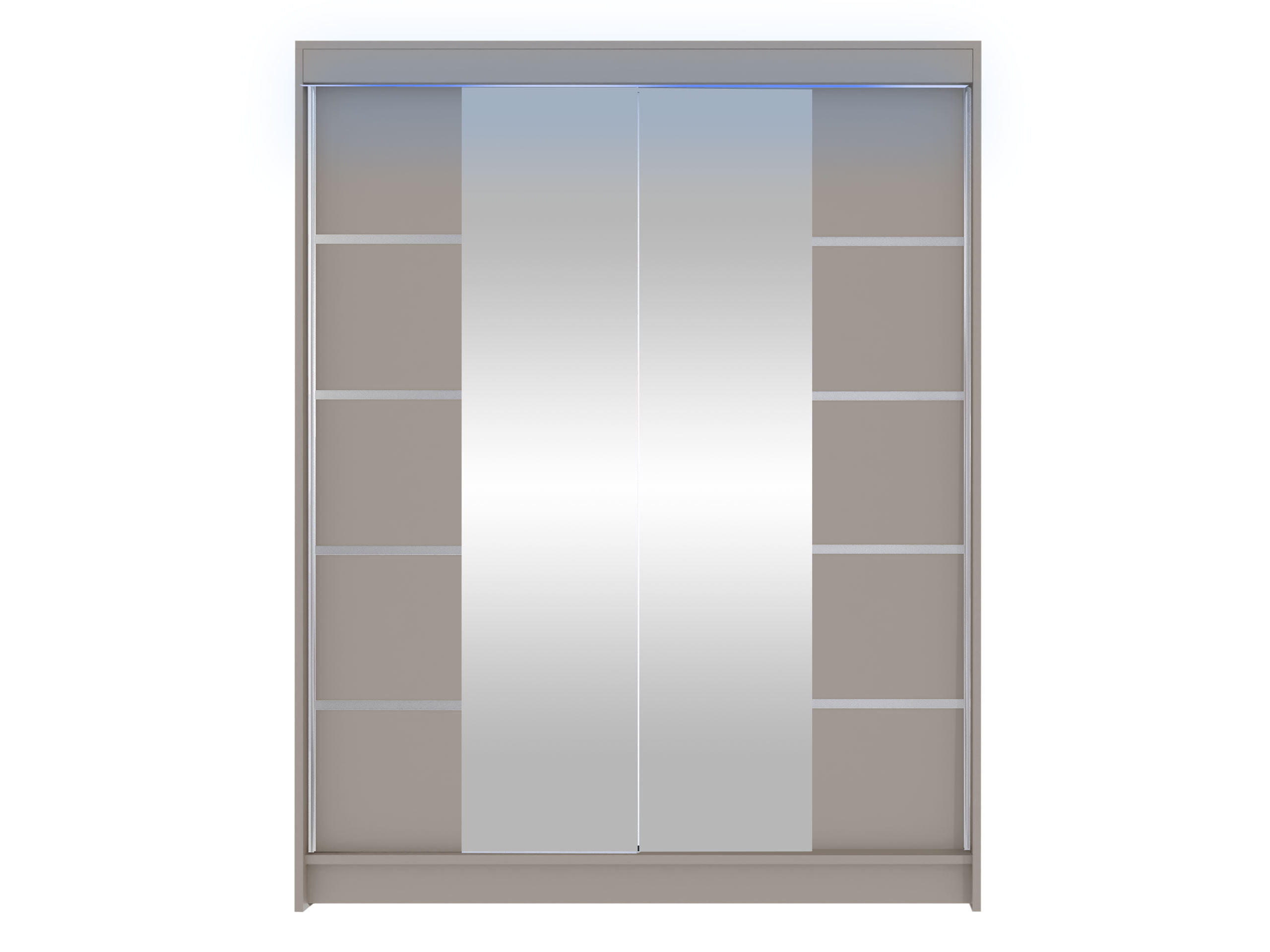 SCHWEBETÜRENSCHRANK Camino V mit RGB LED Beleuchtung - Kaschmir/Silberfarben, Holzwerkstoff/Metall (150/200/58cm) - MIRJAN24