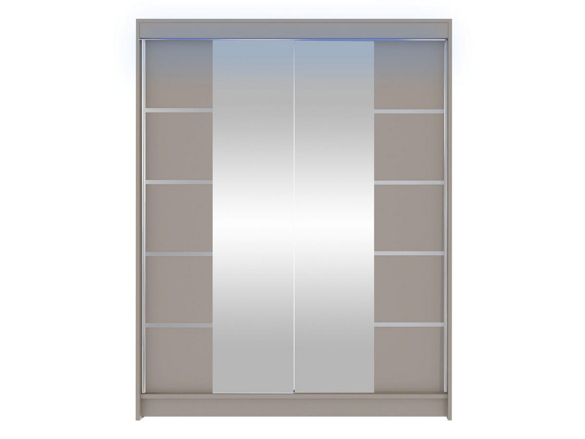 SCHWEBETÜRENSCHRANK Camino V mit RGB LED Beleuchtung - Kaschmir/Silberfarben, Holzwerkstoff/Metall (150/200/58cm) - MIRJAN24
