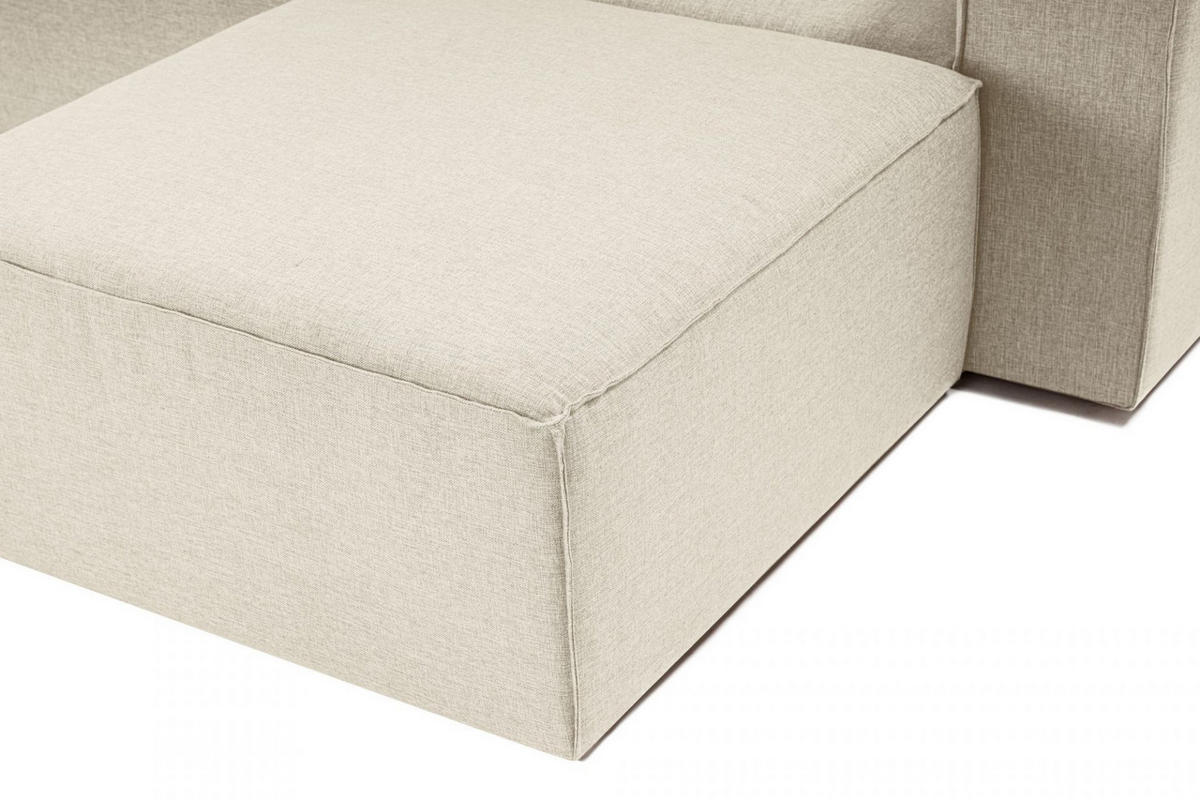ECKSOFA beidseitig montierbar - Beige/Schwarz, Holz/Kunststoff (296/185cm) - myHomelando