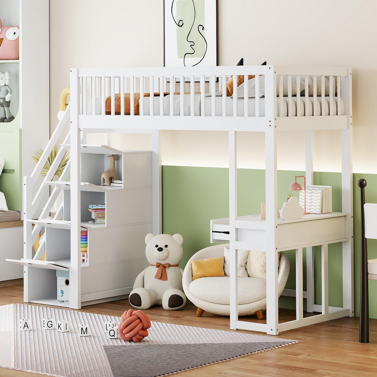 HOCHBETT 90x200 cm Tisch Treppe weiß - Weiß, Holz (90/200cm) - LEBENLANG