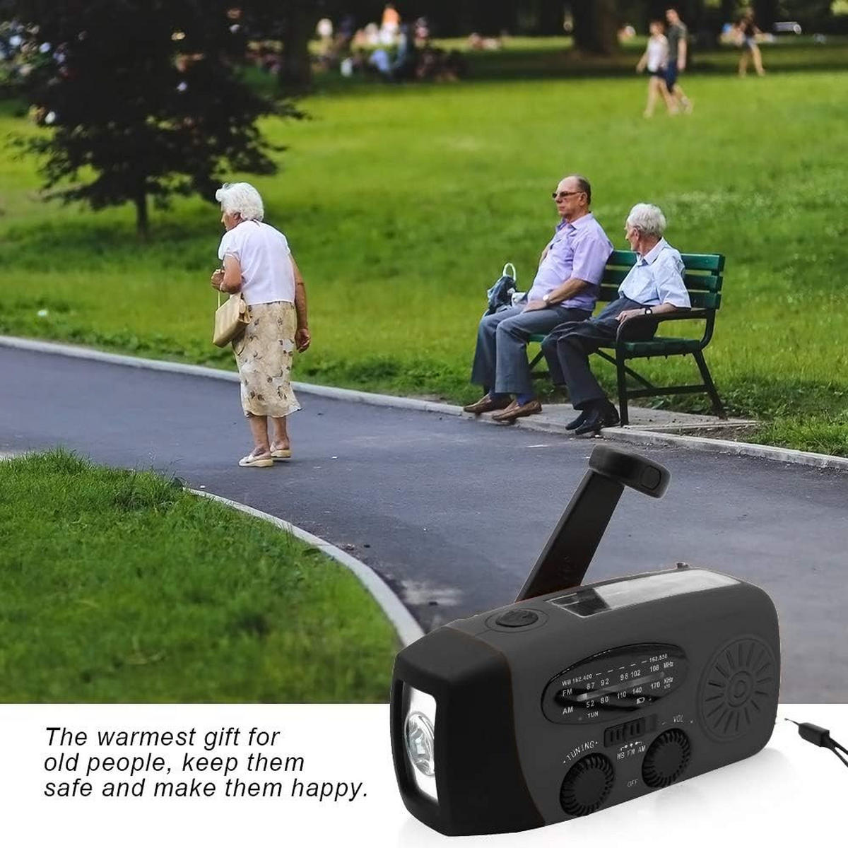 RADIO – NOAA AM/FM – Handkurbel-Generator / LED-Taschenlampe / 2000-mAh-Powerbank – Schwarz - Schwarz, Kunststoff (12.8/4/6.5cm) - DCA