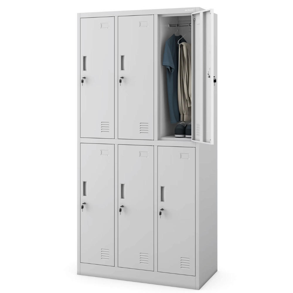 UMKLEIDESCHRANK Spind TOKIO 6 Abteile 185x90x45cm Grau - Grau, Metall (90/185/45cm) - DELUKE