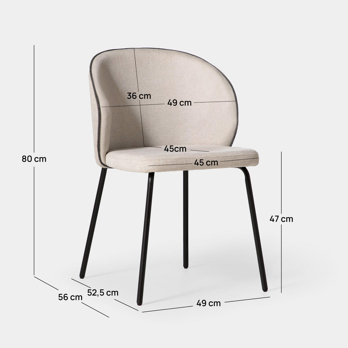 ESSZIMMERSTUHL Norah Beige 49 cm x 80 cm 4er-Set - Beige, Textil (49/80/56cm) - Klast Home